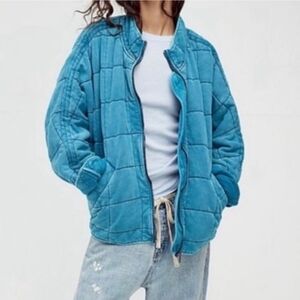 🦄 Free People xs Mermaid Blue Quilted Dolman Jacket